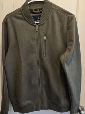Ben Sherman Olive Green Zip-Up Bomber Sweater